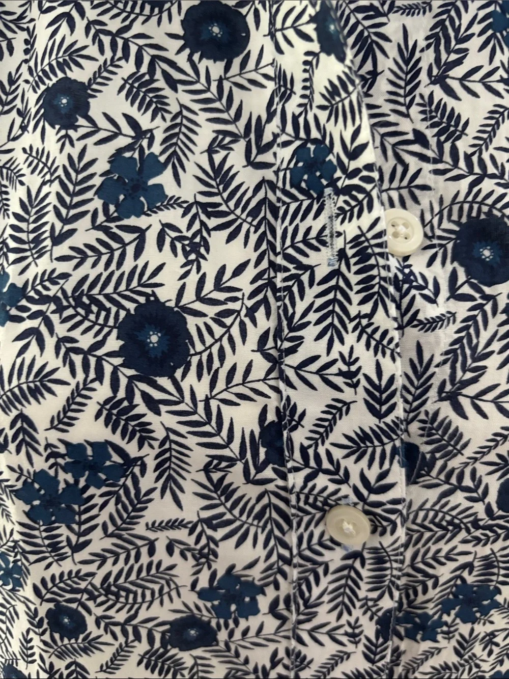 J. Crew Navy & White Floral Long-Sleeve Button Dress